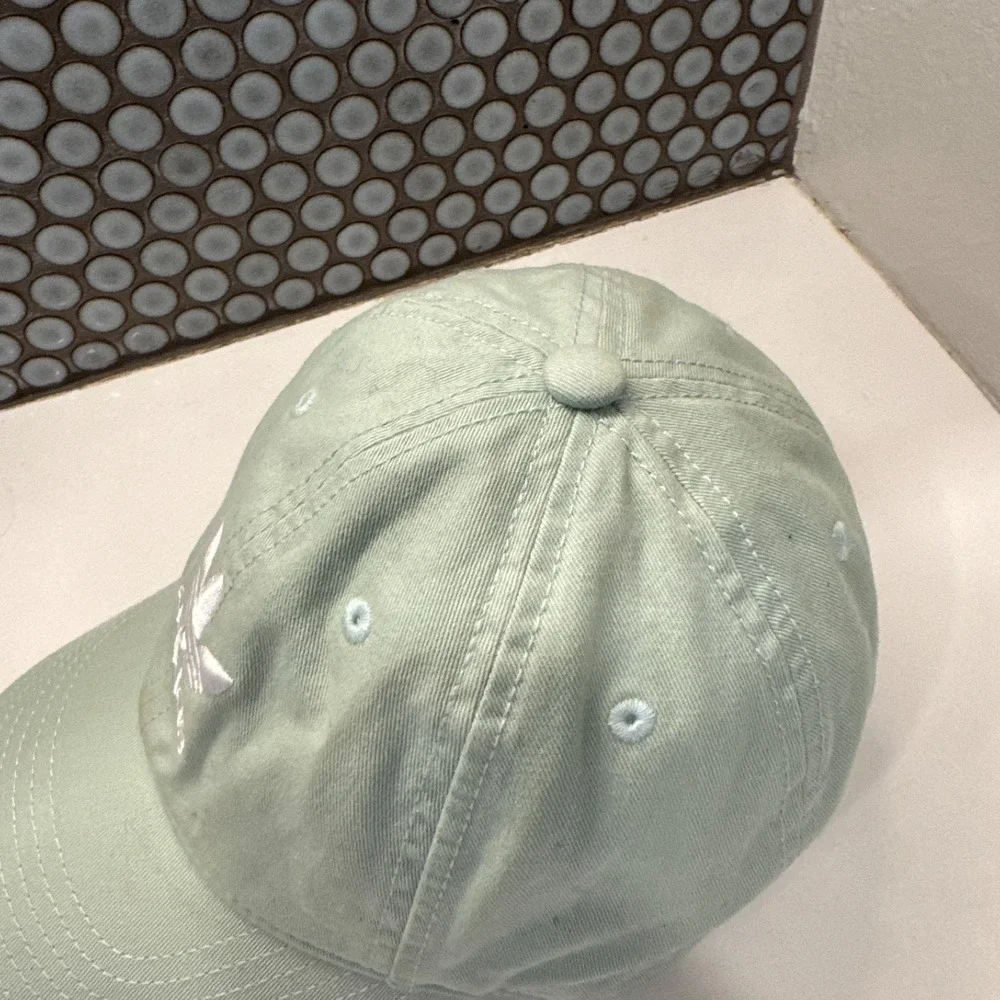 Adidas Hat‎ Cap Mint Green White Trefoil Strap Back Spell Out Logo Trefoil OSFA